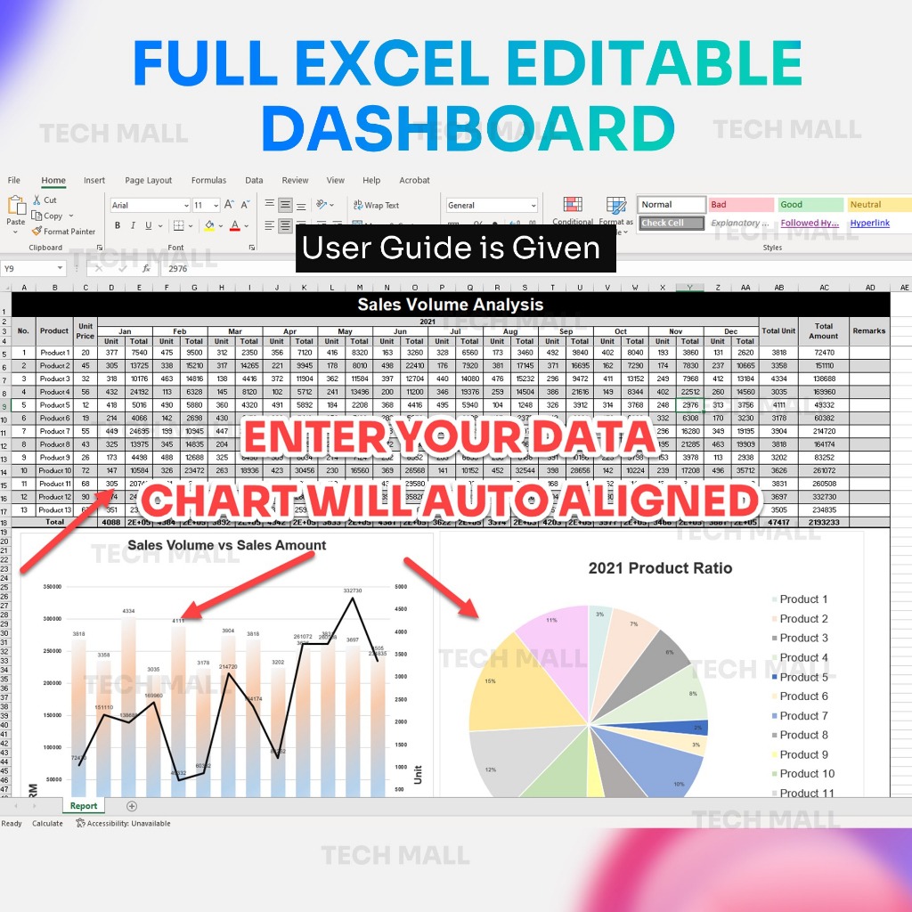 图片[3]-50 Excel Sales Report & Analysis Dashboard Templates Full Excel editable (A4 Format, Editable)-趋势跟踪之道Pro